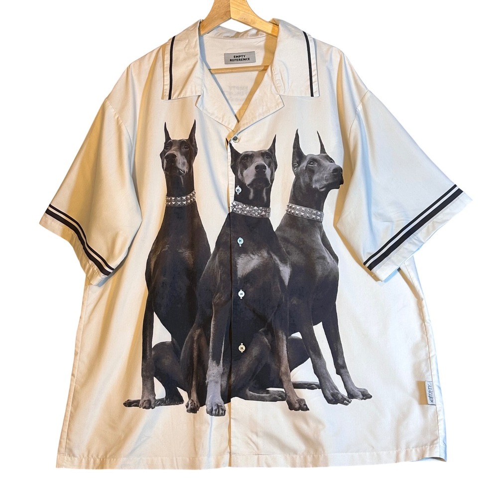 Empty Reference Doberman‎ Cabana Shirt Mens XL White Short Sleeve Button Down